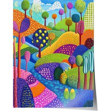 Çerçevesiz Poster, Renkli Soyut Ağaçlar, Ofis Dekoru Poster No: 111542