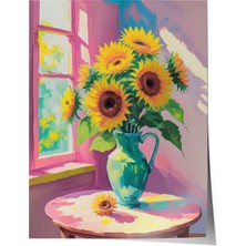 Çerçevesiz Poster,  Pencerede Ayçiçekleri , Salon Dekoru Poster No: 111606