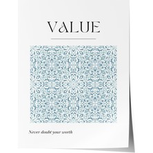 Çerçevesiz Poster, Value Minimal Mavi Desen, Çalışma Odası Dekoru Poster No: 112094