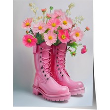 Çerçevesiz Poster, Pembe Çizmeli Çiçek, Salon Dekoru Poster No: 111630