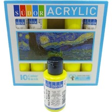 Fosforlu Akrilik Boya 40 ml Sarı, 10'lu Set, Parlak ve Canlı Renk Seçeneği