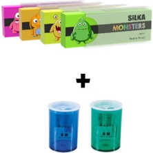 4'lü Monsters Sırt Çantası ve Kalemtraş Seti, Erkek Öğrenci Için Ideal