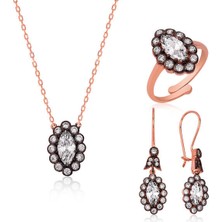 Salkım Montur Elmas Model 925 Ayar Gümüş Kadın Set