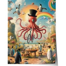 Çerçevesiz Poster, Mizahi Ahtapot Illüstrasyonu, Çocuk Odası Dekoru Poster No: 111306