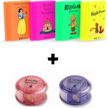 Neon Kitap Sığı ve Kalemtraş Seti, 4 ve 2 Adet Seçenekler, Renkli ve Eğlenceli Tamamlayıcı Ürünler