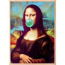 Ahşap Çerçeveli Tablo, Mona Lisa Sakız Mizahi Tasarım, Çalışma Odası Dekoru Poster No: 111187