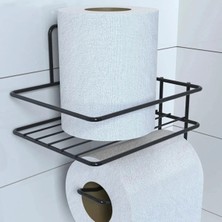 Buffer® Kendiliğinden Yapışkanlı Tuvalet Kağıdı Tutacağı ve Yedek Raf - Siyah Modern Metal Tasarım