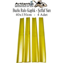 Buzlu Şeffaf Sarı Rulo Kaplık, 4 Adet, 40X150 Cm, Defter ve Kitap Koruma