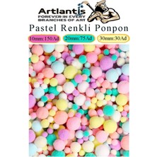 Pastel Renkli Peluş Ponponlar, 10-30 Mm, 255'LI Paket, El Işi ve Dekorasyon Için