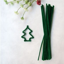 20'li Tüylü Yeşil Tel Şönil, 30 Cm, El Işi ve Süsleme Için Ideal