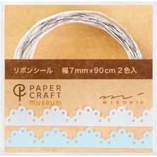 Mavi Beyaz Dantel Desenli Kurdele Çıkartma Sticker, Zarif ve Şık Dekorasyon Parçası