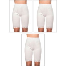 3'lü Paket Kadın Pamuklu Ağlı Model Ribana, Esnek Rahat Kalıp, Yumuşak Paçalı Diz Üstü Kısa Külot