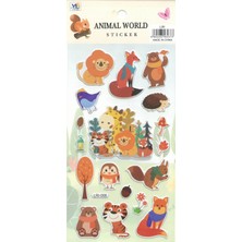 Sevimli Hayvanlar Dünyası Renkli Sticker Çıkartma Seti
