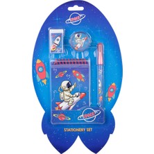 Uzay Temalı Kırtasiye Seti, Defter, Kalem, Kalemtıraş ve Silgi ile Dolu!