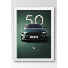 Bullitt Mustang 50.yıl Çerçeveli Tablo - Special Edition Car Poster