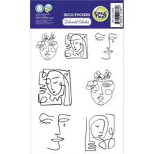 Renkli Çizgili Yüzler Stickerlar, Eğlenceli ve Dekoratif Duvar Süsleri