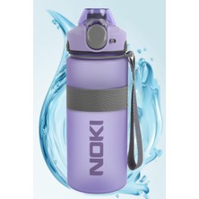 Lila 750 ml Soft Touch Silikon Bantlı Spor Su Matara Tritain Auto Kapak