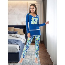 Iç Giyim Derya Kurşun Pamuk Kumaş Tayt'lı Pijama Takım