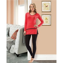 Iç Giyim Derya Kurşun Pamuk Kumaş Tayt'lı Pijama Takım