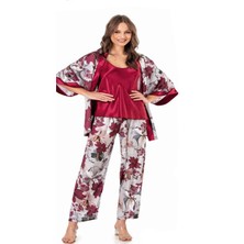 Iç Giyim Moongirl Üçlü Saten Pijama Takımları