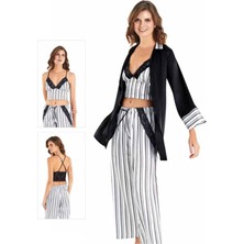 Iç Giyim Moongirl Üçlü Saten Pijama Takımları