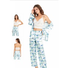 Iç Giyim Moongirl Üçlü Saten Pijama Takımları