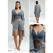 Iç Giyim Arnetta 3'lü Şort Pijama Takımı Büyük Bedenli