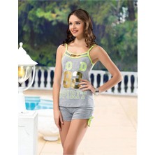 Iç Giyim Derya Kurşun Pamuk Kumaş Short'lu Pijama Takım