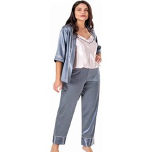 Iç Giyim Moongirl Üçlü Saten Pijama Takımları