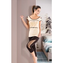 Iç Giyim Derya Kurşun Pamuk Kumaş Tayt'lı Pijama Takım