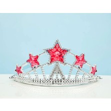 Kırmızı Yıldız Taşlı Plastik Elsa Tacı Çocuk Boy
