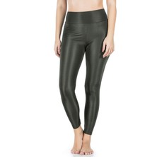 Iç Giyim Derya Kurşun Esnek Kumaş Rahat Kesim Yüksek Bel Kalın Kemerli Parlak Disco Tayt