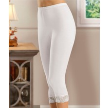 Iç Giyim Derya Kurşun Dantel Paça Pamuk Kumaş Yüksek  Bel Diz Altı Kapri Tayt