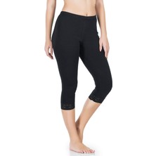 Iç Giyim Derya Kurşun Dantel Paça Pamuk Kumaş Yüksek  Bel Diz Altı Kapri Tayt