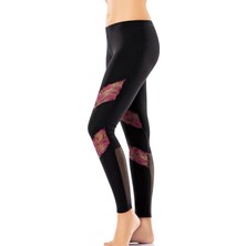 Iç Giyim Derya Kurşun Yüksek Bel Transparan Detaylı Sporcu Şık Tayt