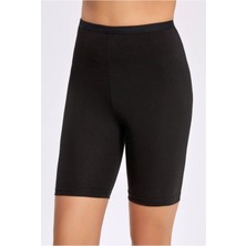 Ilke 2246 Likralı Düz Paça Kısa Tayt Siyah 2xl