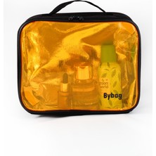 Bybag Büyük Boy Isı Yalıtımlı Turuncu Şeffaf Kapaklı Siyah Makyaj Çantası