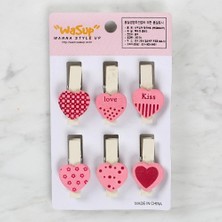 Loren Dekoratif Pembe Kalp Desenli Mandal 6'lı