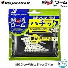 Major Craft Ajido Worm Hachikku Adw-Hc 2'' 5cm #10 Glow White Silver Glitter Yem