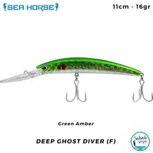 Sea Horse Deep Ghost Diver (F) 11CM 16GR Green Amber Yem