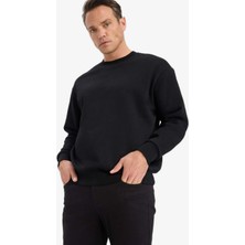 DeFacto Relax Fit Bisiklet Yaka Kalın İçi Yumuşak Tüylü Basic Düz Sweatshirt T5139AZ25AU