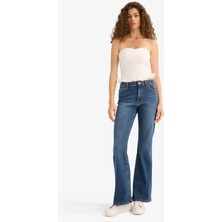 DeFacto Mia Flare Fit Normal Bel İspanyol Paça Uzun Jean Pantolon E9158AX25AU