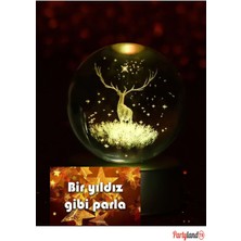 3D Gezegen ve Geyik Tasarımlı Işıklı Cam Küre, Şık ve Özel Hediye Seçeneği