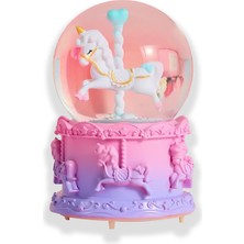 Işıklı Unicorn Kar Küresi, Dekoratif ve Müzikli, Rüya Gibi Süs Hediye