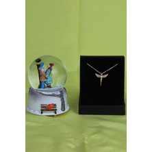 Işıklı, Müzikli, Rose Renkli, Kanatlı Melek Kolye Seti, Hediye Için Ideal