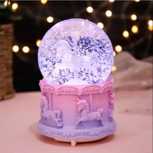 Büyük Boy Işıklı Atlıkarınca Püskürtmeli Kar Küresi, Eğlence ve Dekor Için Ideal