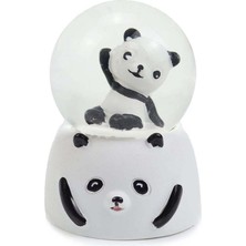 Beyaz Panda Kar Küresi, Şık ve Şeffaf Dekorasyon Kum Saati