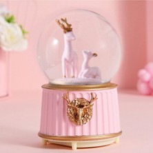 Işıklı ve Müzikli Güzel Bebek Odası Dekoru, Pembe Renkli Kar Küresi