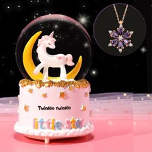 Işıklı Unicorn ve Lotus Çiçeği Hediye Seti, Müzikli Kar Küresi