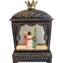 Işıklı Sulu Simli Kan Adamlı Yılbaşı Biblosu, Pilli ve USB Bağlantılı, Dekoratif